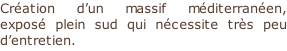 Création d’un massif méditerranéen, exposé plein sud qui nécessite très peu d’entretien.
